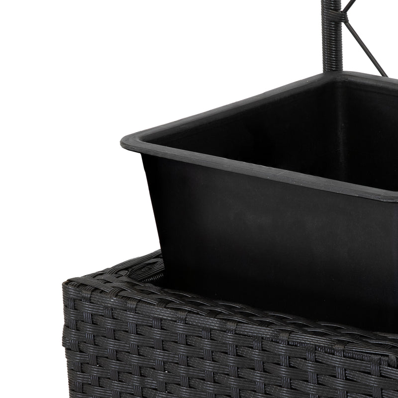 Sunnydaze 3-Section Wicker Planter Box - Black