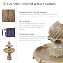 Sunnydaze 2-Tier Solar Outdoor Water Fountain with Battery Backup