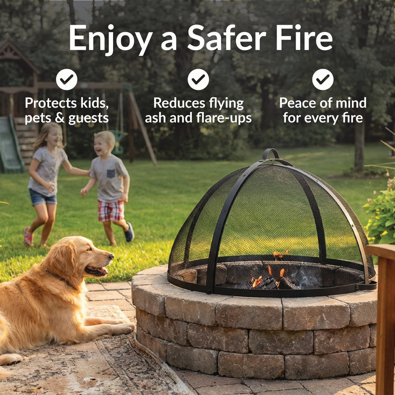 Sunnydaze Easy-Access Round Fire Pit Spark Screen