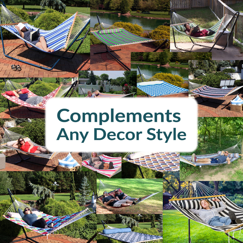 Sunnydaze 2-Person Quilted Fabric Double Hammock with Pillow