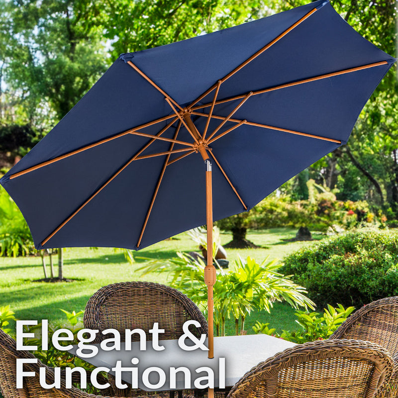 Sunnydaze 8.5 ft Outdoor Patio Umbrella - Faux Woodgrain Finish