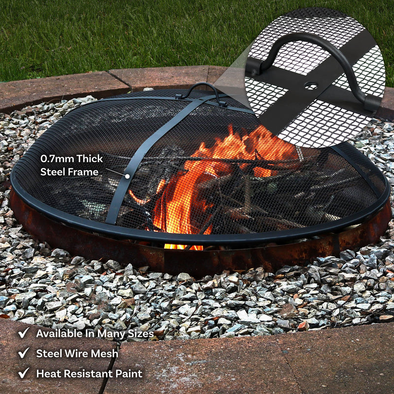 Sunnydaze Outdoor Heavy-Duty Steel Round Fire Pit Spark Screen