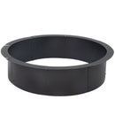 Black circular metal fire pit ring with a wide rim and open center, shown on a white background.