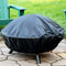 Sunnydaze Black Crossweave Wood Fire Pit with Cover, Spark Screen, Grate, and Poker