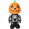 Front facing view of the black skeleton with pumpkin head inflatable. 