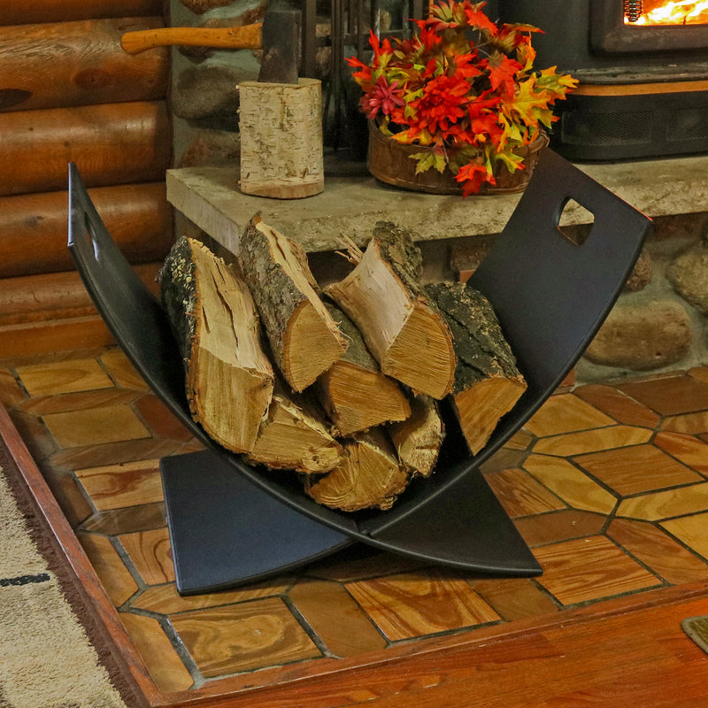 Sunnydaze Black Steel Curved Log Holder - 30"