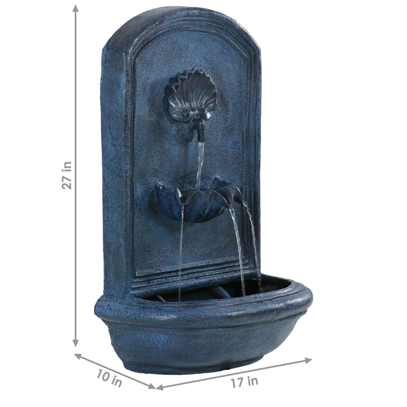 Sunnydaze Seaside Outdoor Solar Wall Fountain with Battery Backup - 27" H