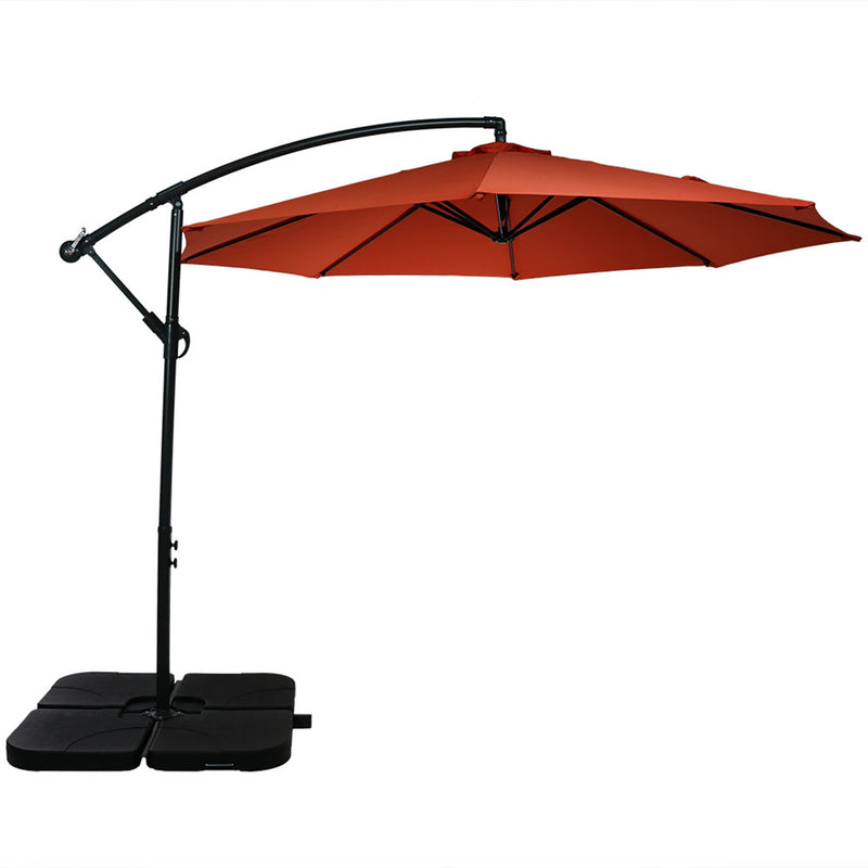 backyard creations 10 offset patio umbrella weighted base plate Sunnydaze Decor Heavy-Duty Cantilever Offset Patio Umbrella Base, Set of 4