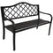 Sunnydaze 50-Inch Outdoor Black Cast Iron Lattice Patio Bench