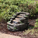 Sunnydaze Shale Falls Outdoor Fountain with LED Lights - 13"