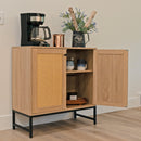 Sunnydaze 2-Door Sideboard Storage Cabinet with Shelf and Rattan Doors