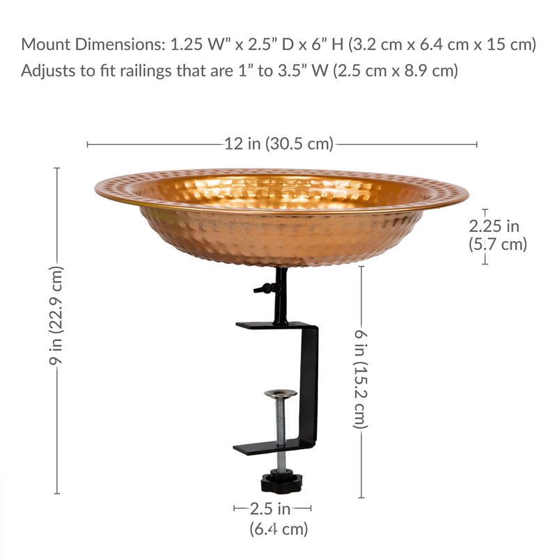 Sunnydaze Copper Bird Bath or Bird Feeder - 12" Diameter