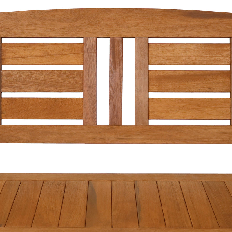 Sunnydaze Meranti Wood Outdoor Storage Bench with Teak Oil Finish - 47"