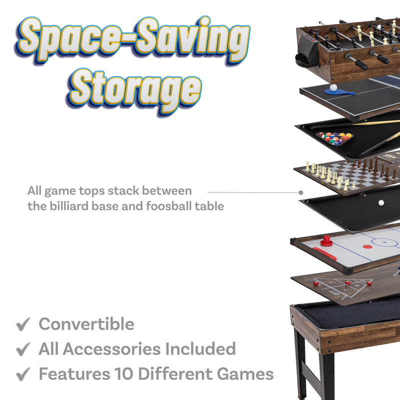 Sunnydaze 10-in-1 Multi-Game Table - 49.5"