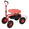 Sunnydaze Rolling Garden Cart with Extendable Steering Handle, Swivel Seat & Planter Basket