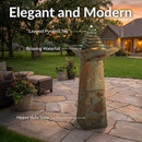 Sunnydaze Layered Pyramid Slate Outdoor Fountain with LED Light - 40"