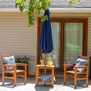 Sunnydaze Meranti Wood 3-Piece Outdoor Patio Conversation Set