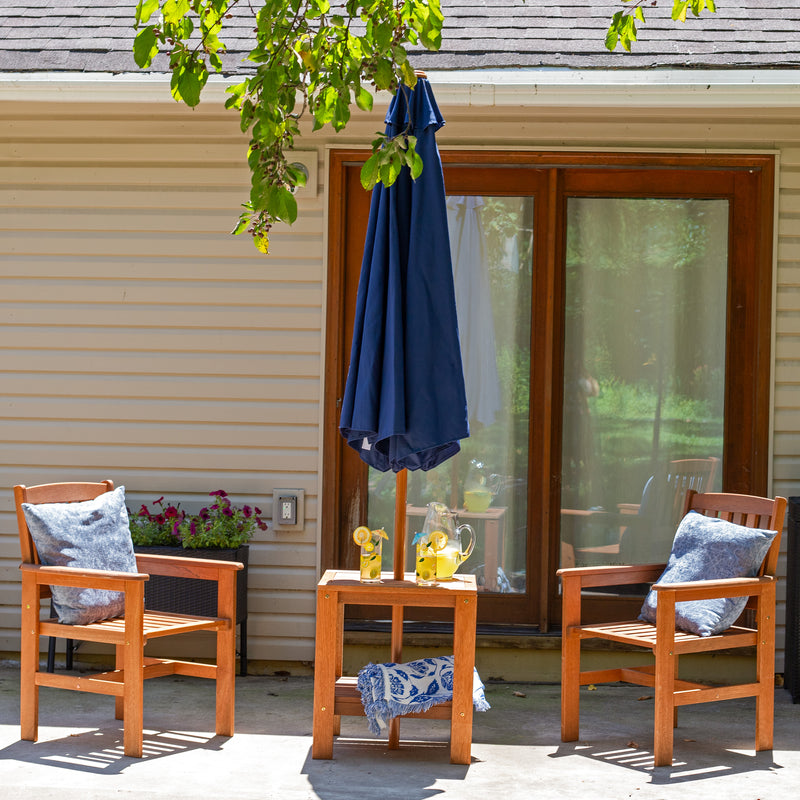 Sunnydaze Meranti Wood 3-Piece Outdoor Patio Conversation Set