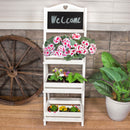 Sunnydaze Country Heart 3-Tier Wooden Plant Stand with Chalkboard - 41" H