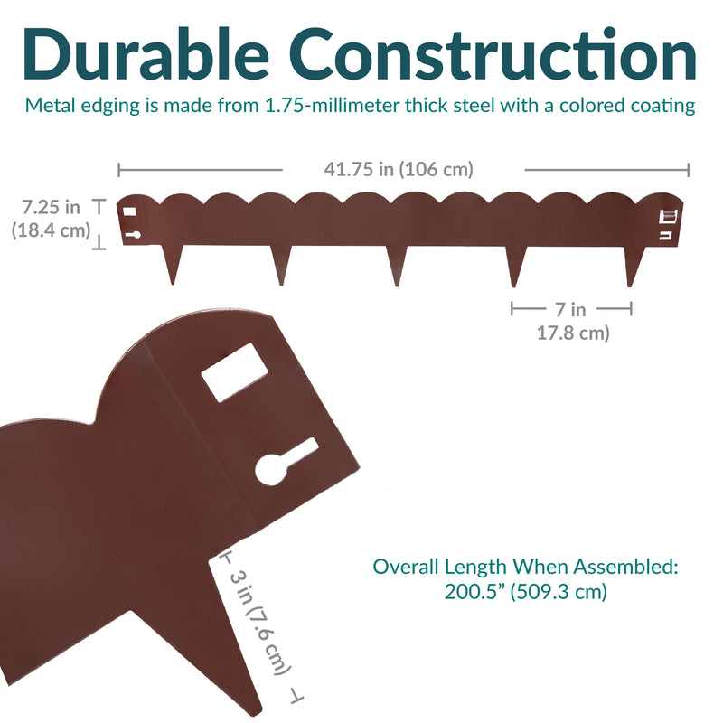 Sunnydaze Scalloped Metal Landscape Edging - Set of 5 - 41.75" Sections