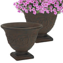 Sunnydaze Darcy Polyresin Outdoor Pedestal Planter Urn - 16"