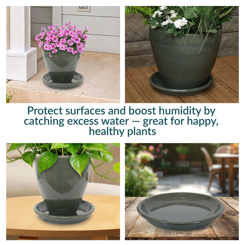 Sunnydaze Set of 4 Glazed Ceramic Planter Saucers