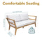 Sunnydaze Bodie Acacia Patio Loveseat - 2-Seater Outdoor Sofa with Cushions