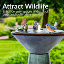 Sunnydaze Gathering Birds Ceramic Outdoor Fountain with LED Lights - 28.25"