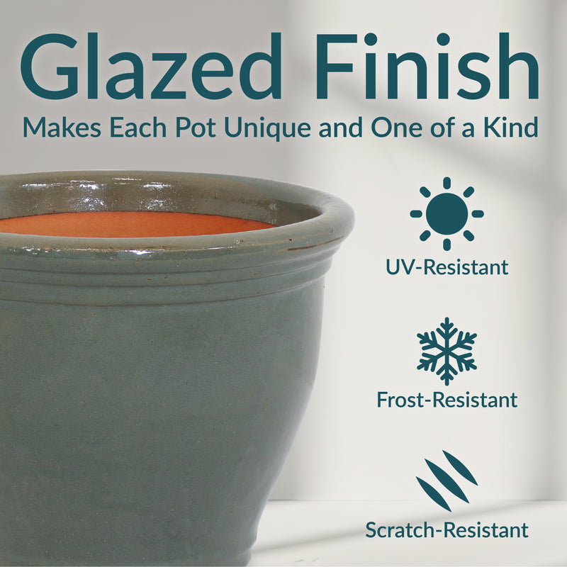 Sunnydaze Studio Glazed Ceramic Planter with Drainage