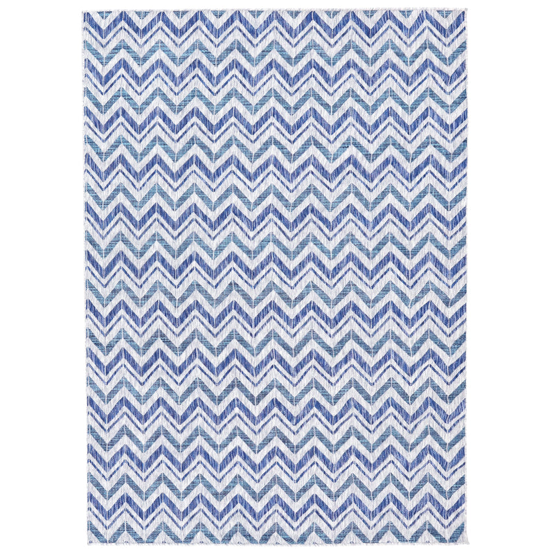 Sunnydaze Chevron Dreams Indoor/Outdoor Patio Area Rug in Blue/Gray