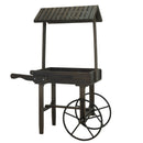 Sunnydaze Rustic, Vintage Flower Cart Display Stand with Wheels - Gray