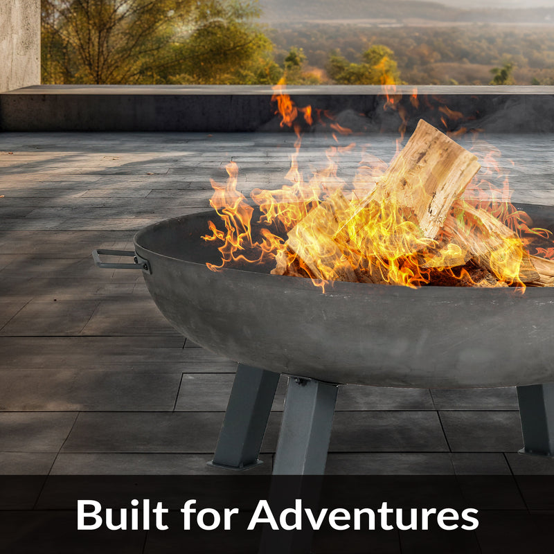 Sunnydaze Rustic Cast Iron Fire Pit Bowl with Stand