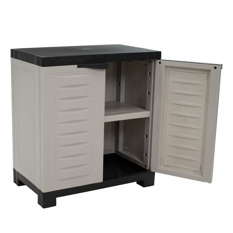 Sunnydaze Plastic Garage Storage Cabinet with Adjustable Shelf - Gray