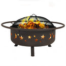 Sunnydaze Cosmic 42" Large Outdoor Fire Pit - Bronze - 31" Bowl Diameter with a fire burning