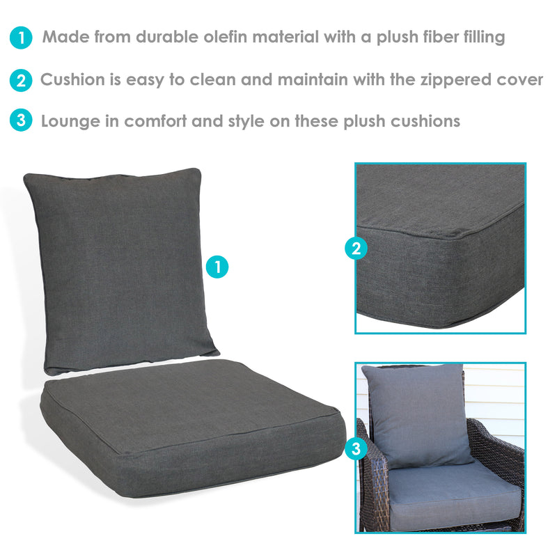 Sunnydaze Deep Seat Cushion Set with Back and Seat Cushion