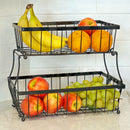 Sunnydaze Collapsible 2-Tier Fruit Basket - Black