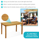 Sunnydaze Teak Rectangle Outdoor Dining Table - Stain Finish - 47"