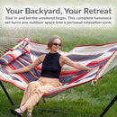 Sunnydaze Rope Hammock with 12' Steel Stand, Pad, and Pillow