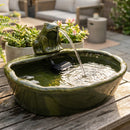 Sunnydaze Green Glazed Ceramic Solar Water Fountain - Frog