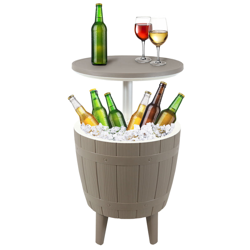 Sunnydaze 3-in-1 Faux Wood Outdoor Bar Table with Cooler - Driftwood