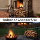 Sunnydaze Outdoor Firewood Log Rack with Cover Combo - Black