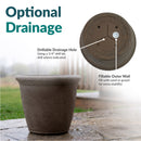 Sable colored double-walled Sunnydaze Anjelica planter on a patio, highlighting its durable construction and root insulation.