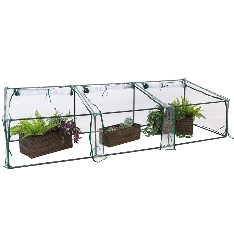 Sunnydaze Slanted Mini Cloche Greenhouse with Zippered Doors - Clear