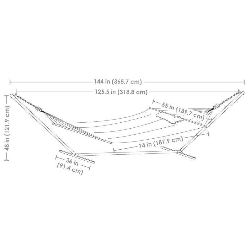 Sunnydaze 2-Person Freestanding Quilted Fabric Hammock with 12' Stand