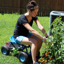 Sunnydaze Rolling Garden Cart with Work Seat and Steering Handle