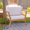 Sunnydaze Bodie Acacia Armchair with Cushions - Club Chair for Patio - Bone White Cushions