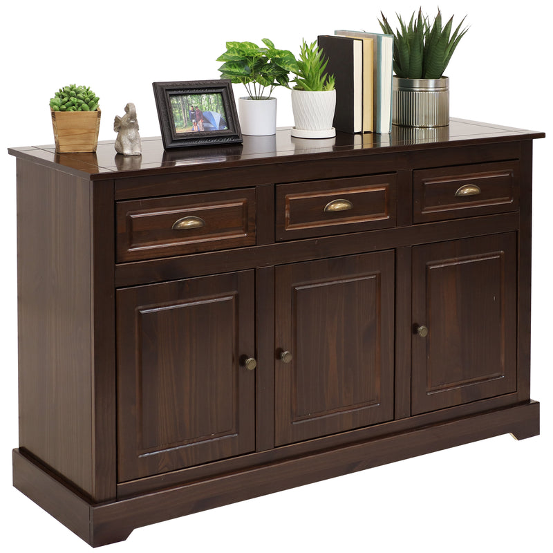 Sunnydaze Pine Sideboard Cabinet with Drawers and Doors - 32" H