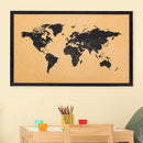 Sunnydaze World Map Cork Board with Push Pins - 35.5" W x 23.75" H