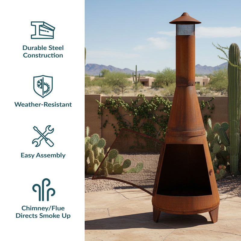Sunnydaze 70" Outdoor Chiminea Fire Pit - Rustic Finish