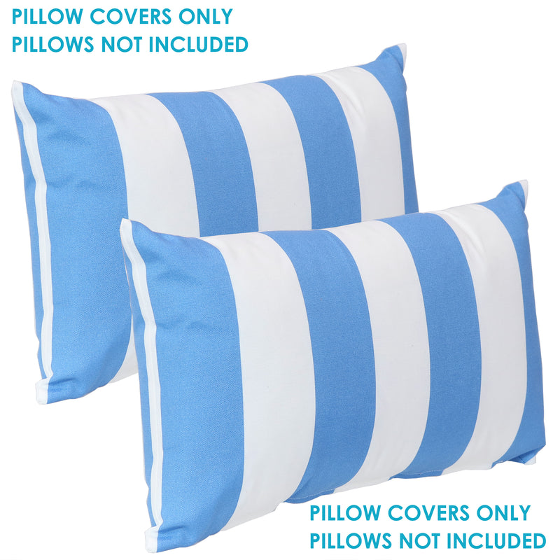 Sunnydaze 2 Square Outdoor Throw Pillow Covers - 17-inch - Beach-Bound Stripe